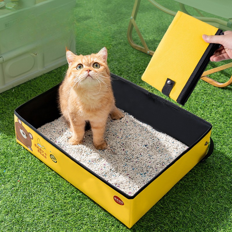 Durable Waterproof Foldable Cat Litter Box for Easy Travel