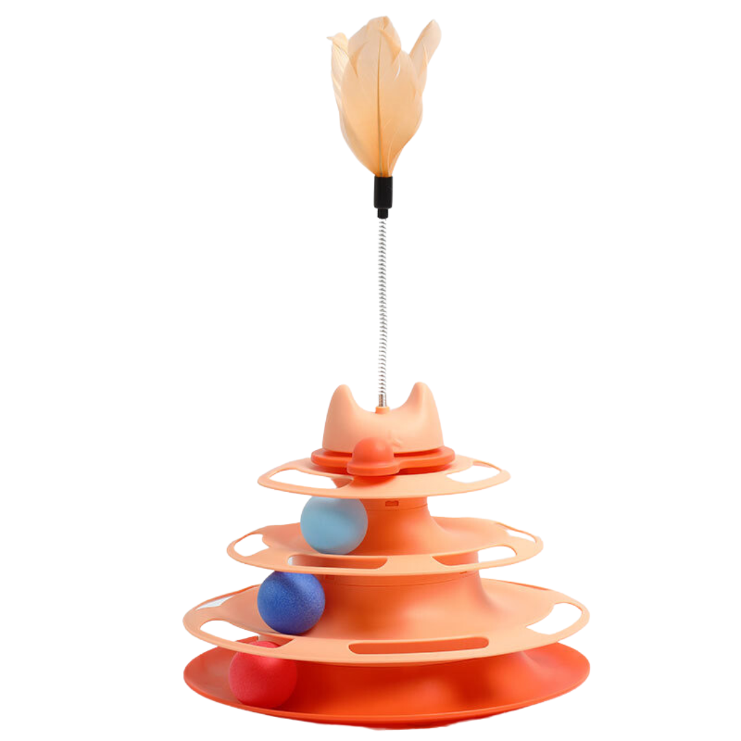 Interactive Cat Toy: Tower of Tracks Turntable Fun