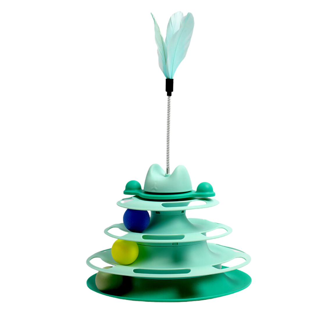 Interactive Cat Toy: Tower of Tracks Turntable Fun
