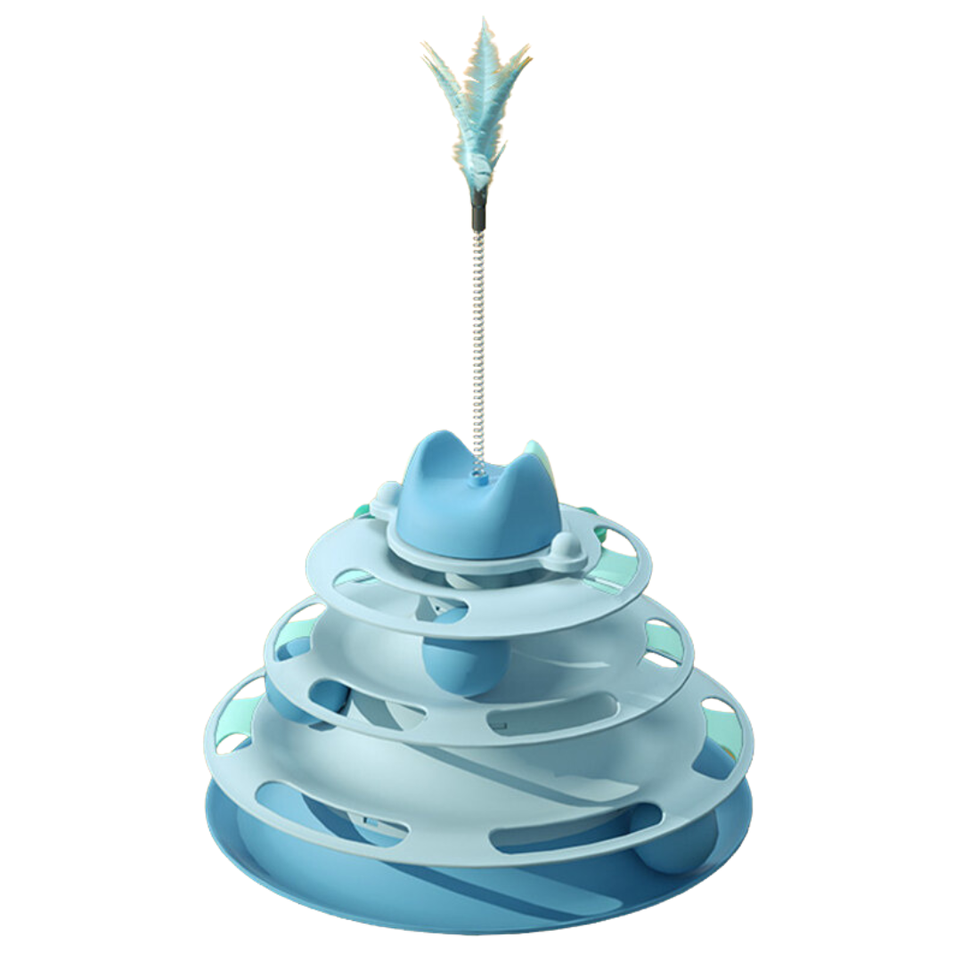 Interactive Cat Toy: Tower of Tracks Turntable Fun