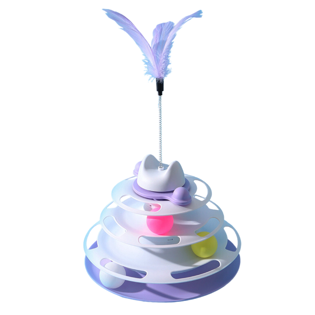 Interactive Cat Toy: Tower of Tracks Turntable Fun