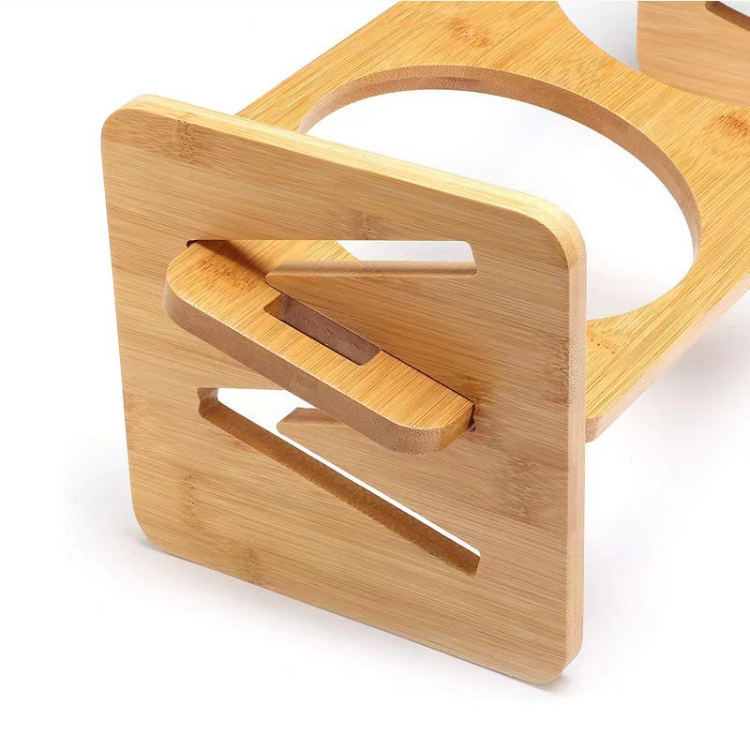 Adjustable Wooden Cat Treats & Water Feeder - Stylish & Functional