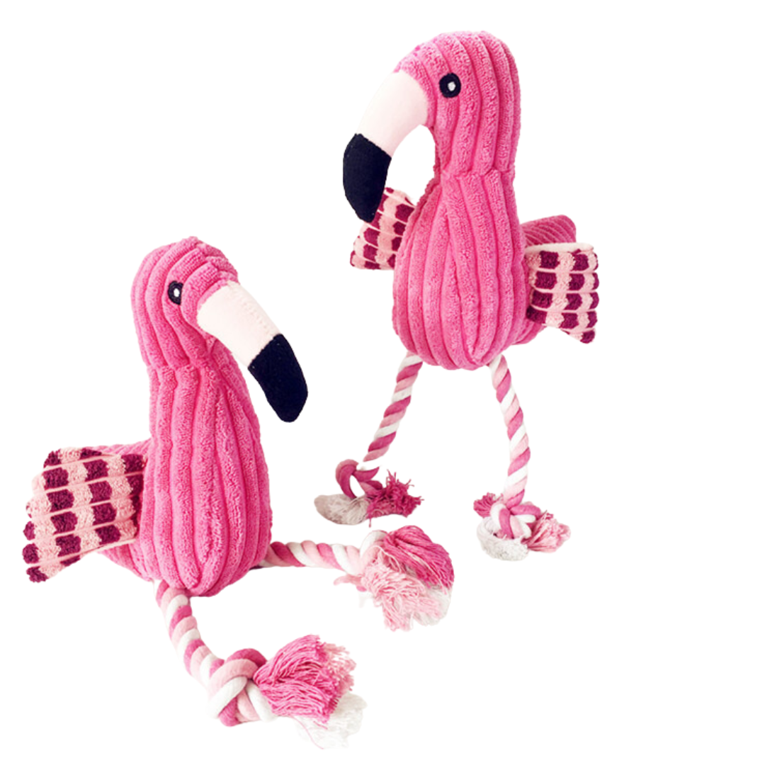 Interactive Squeaker Plush Dog Toy - Fun Flamingo Design