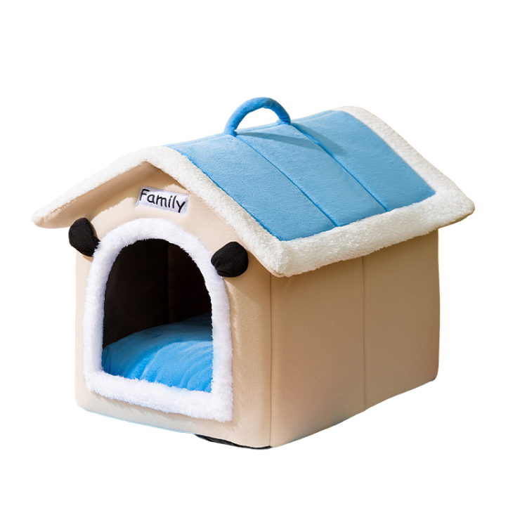 Cozy Red Roof Pet House Bed for Cats and Dogs