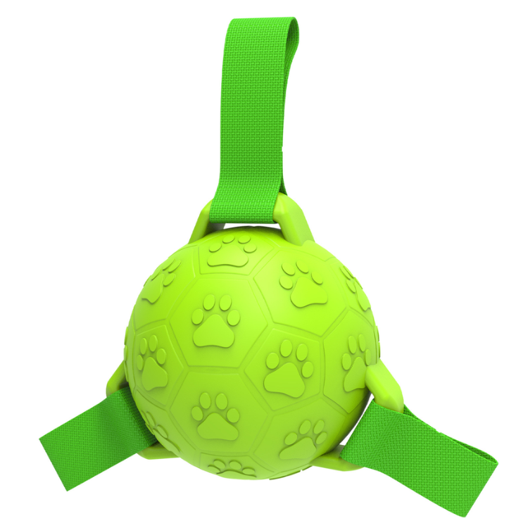 Durable Dog Toy Soccer Balls with Straps for Interactive Play