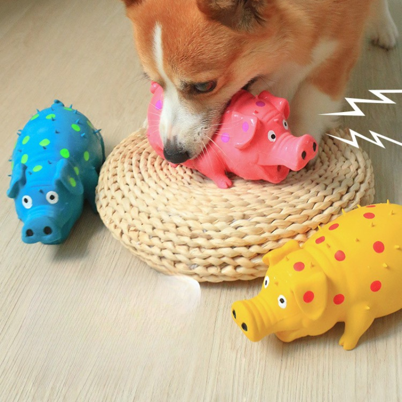 Durable Squeaky Dog Toy - Fun Latex Plush Pig