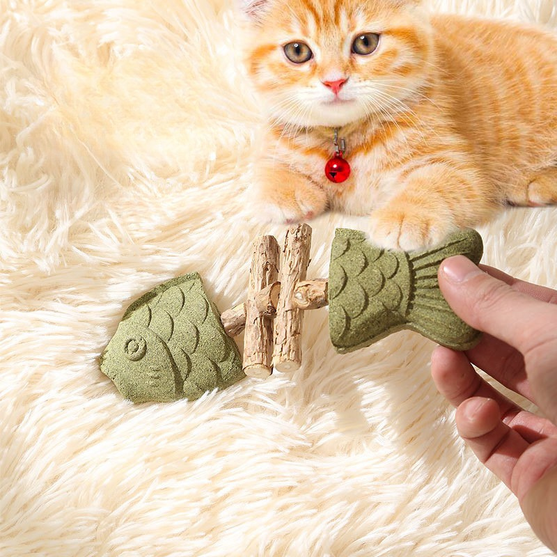 Durable Cat Toy: Fish Bone Catnip Teething Stick for Fun