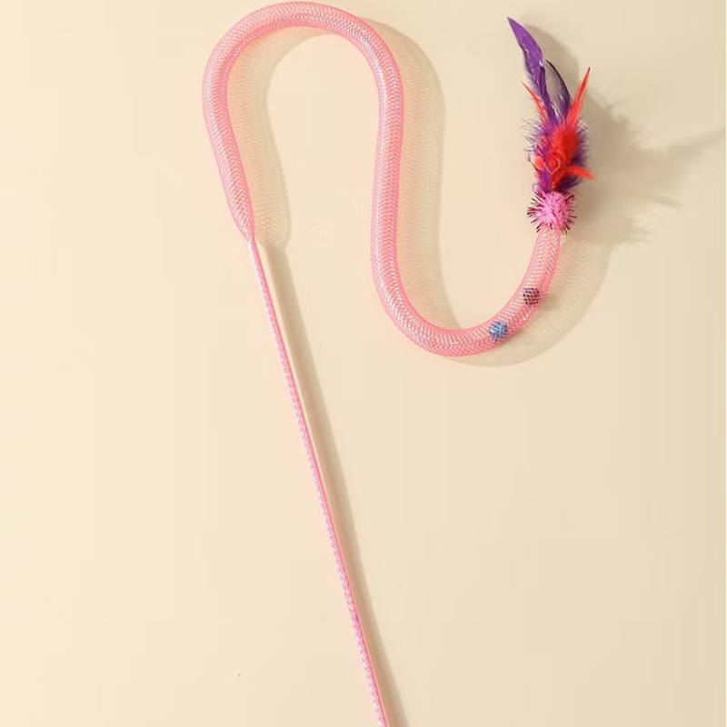 Interactive Cat Toy: Feather Bell Teaser Wand for Fun Play