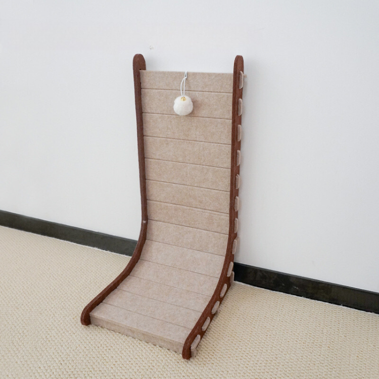 Interactive Wall-Mount Cat Scratching Ramp with Toy