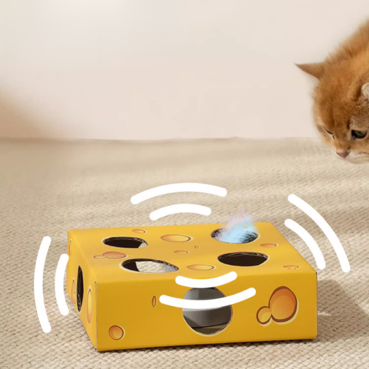 Interactive Electric Cat Toy - Fun Whac-a-Mole Cheese Box