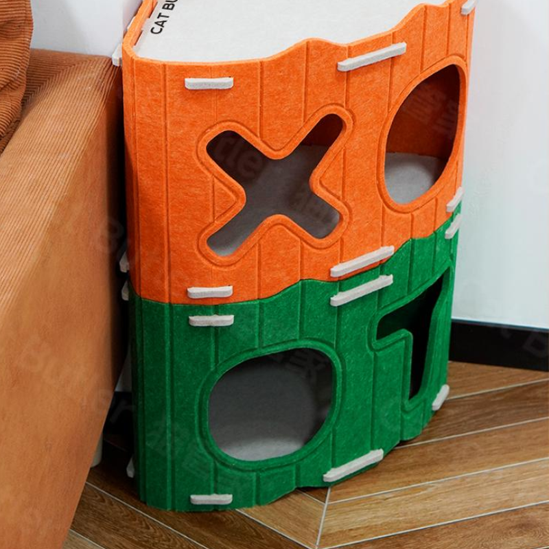 Stackable Felt Cat Bed Tree House - Cozy & Interactive Pet Accessory