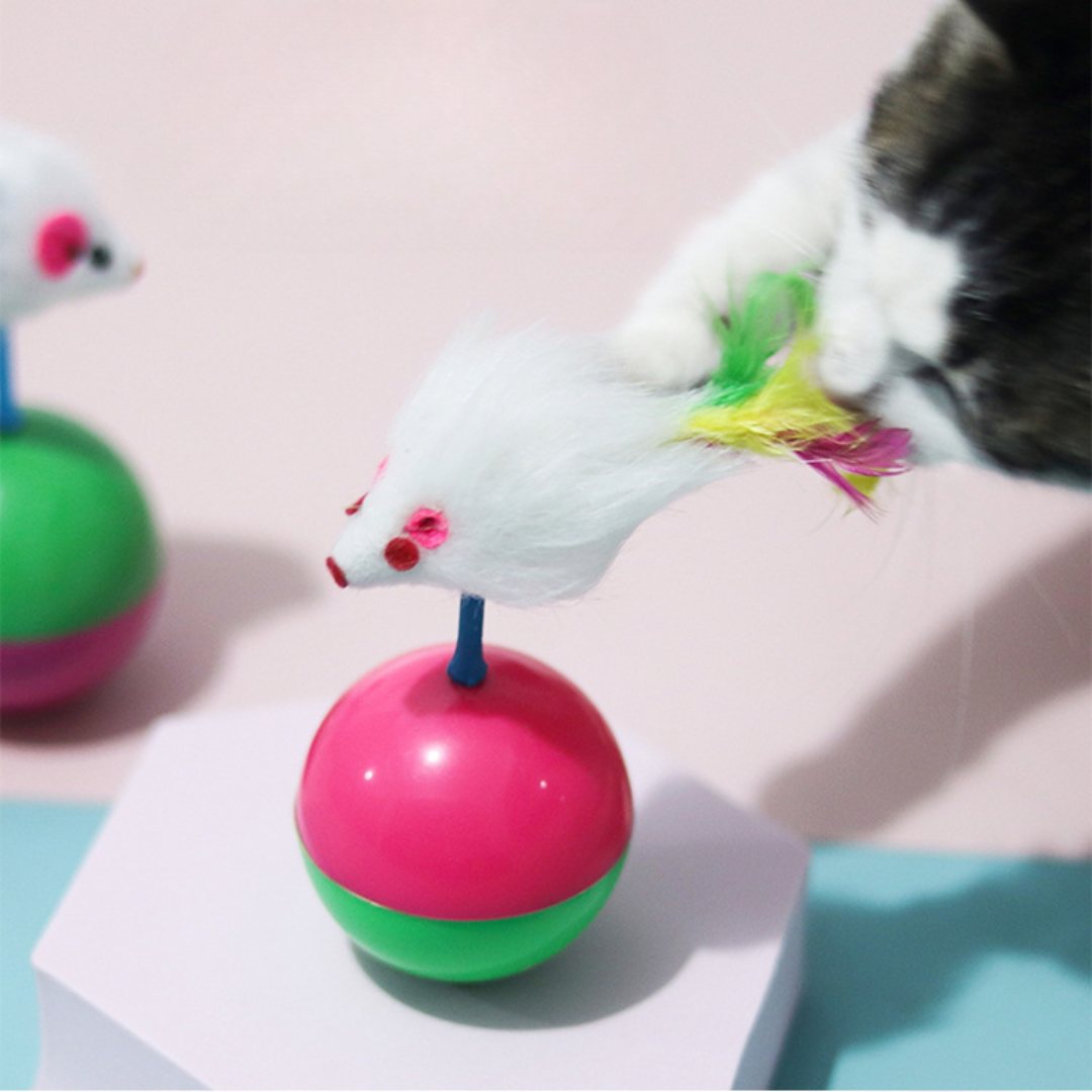 Interactive Cat Toy: Tumbler with Mouse Feather for Fun Play
