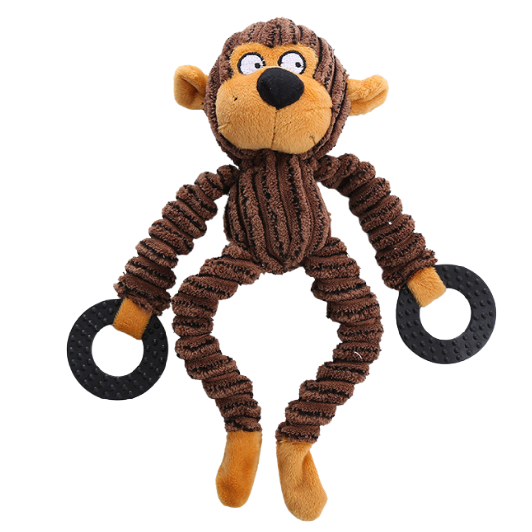 Durable Plush Dog Toy with Squeaky Ring for Interactive Play
