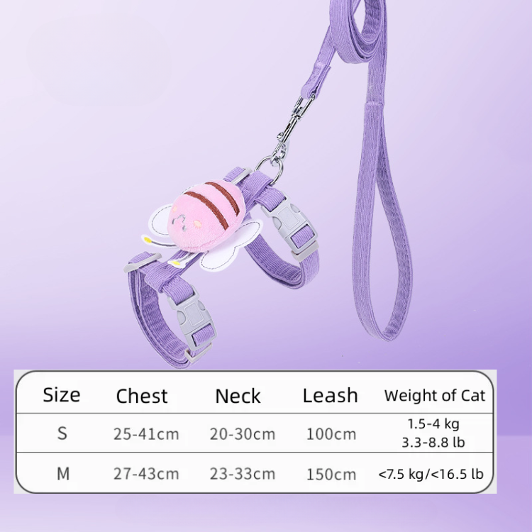 Adjustable Cartoon Bee Cat Harness & Leash Set - Fun & Safe