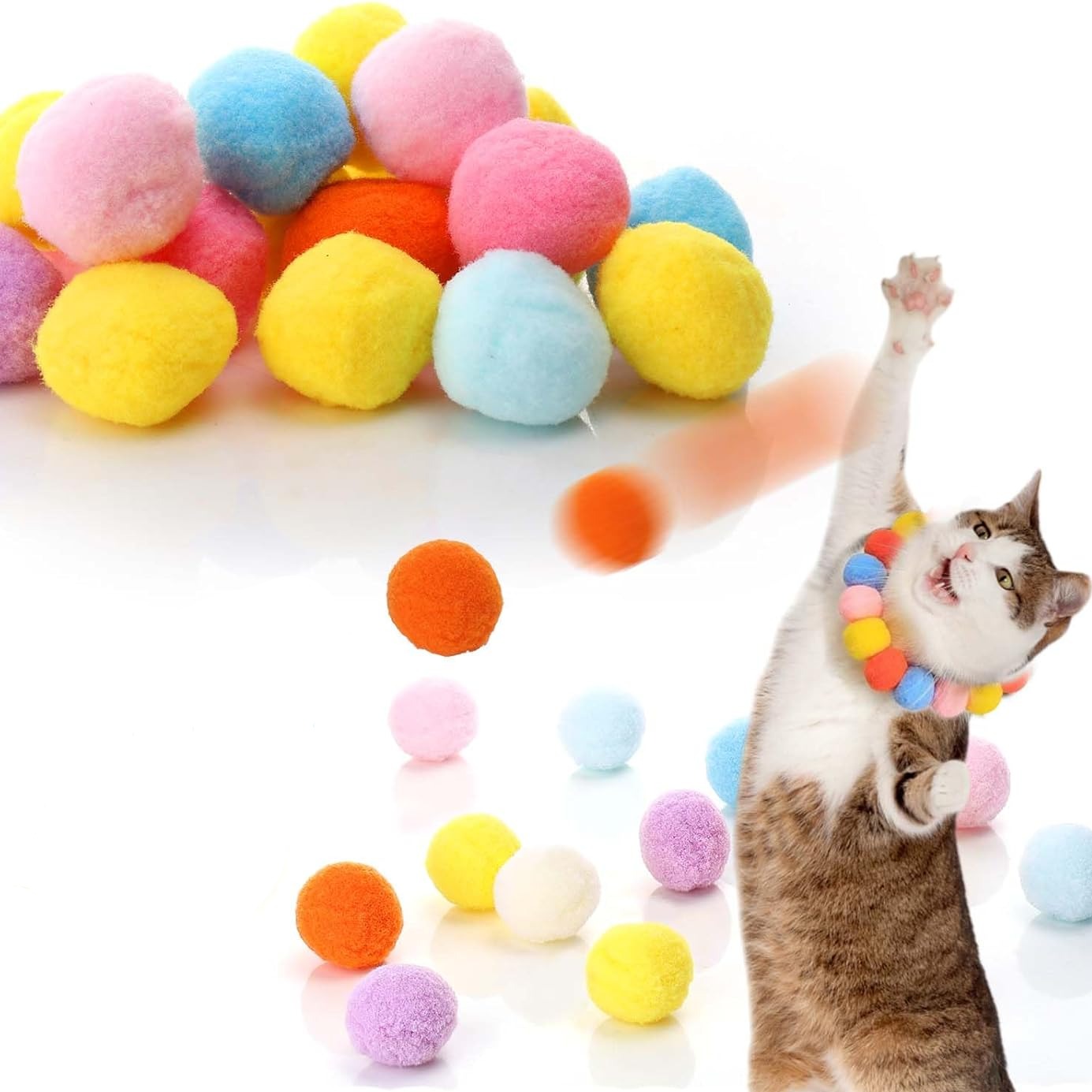 Interactive Cat Toy Pom Pom Ball Launcher for Indoor Fun