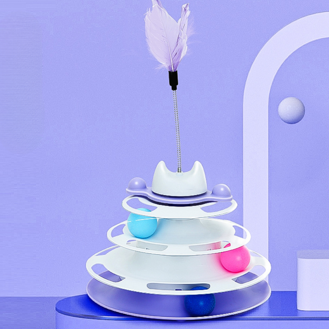 Interactive Cat Toy: Tower of Tracks Turntable Fun