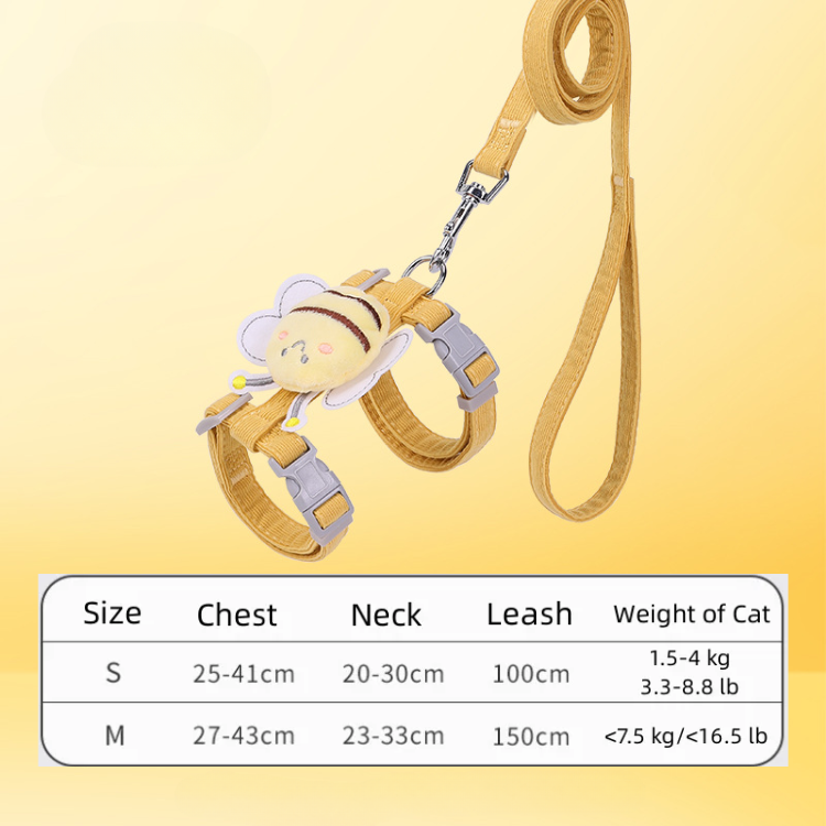Adjustable Cartoon Bee Cat Harness & Leash Set - Fun & Safe