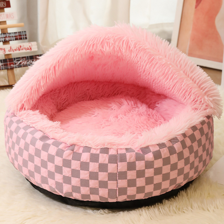 Cozy Semi-Enclosed Cat Bed for Winter Warmth & Comfort