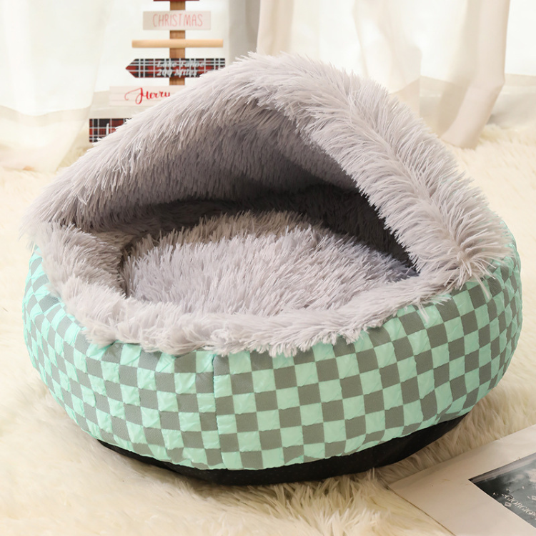 Cozy Semi-Enclosed Cat Bed for Winter Warmth & Comfort