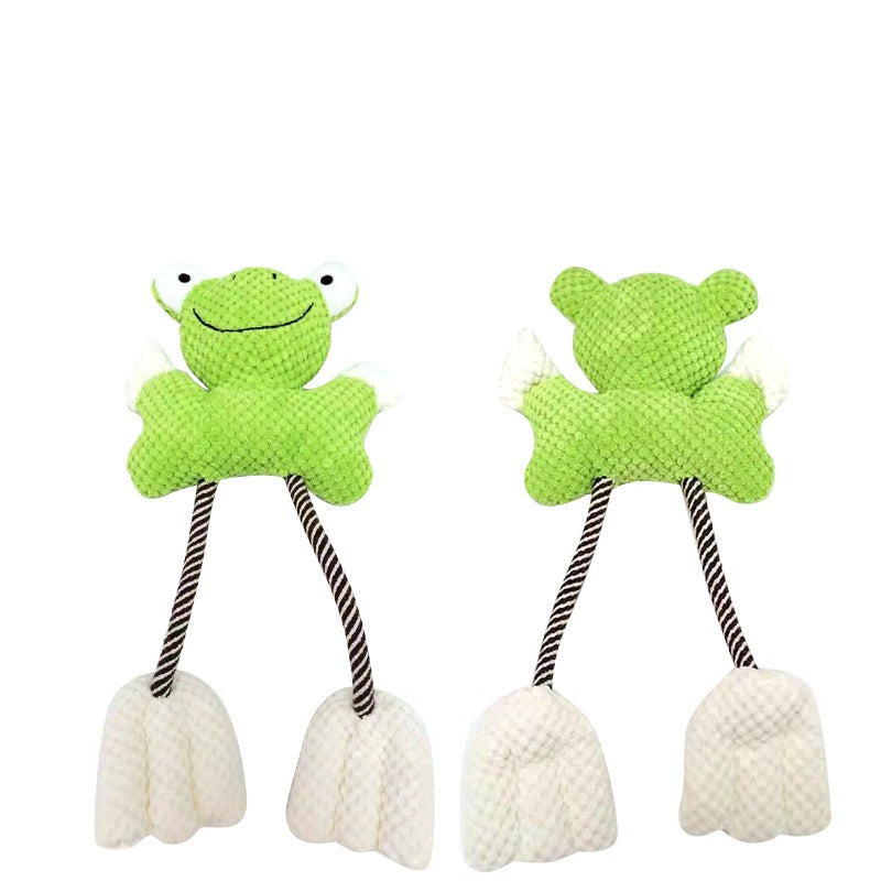 Durable Squeaky Frog Dog Toy with Rope for Interactive Play