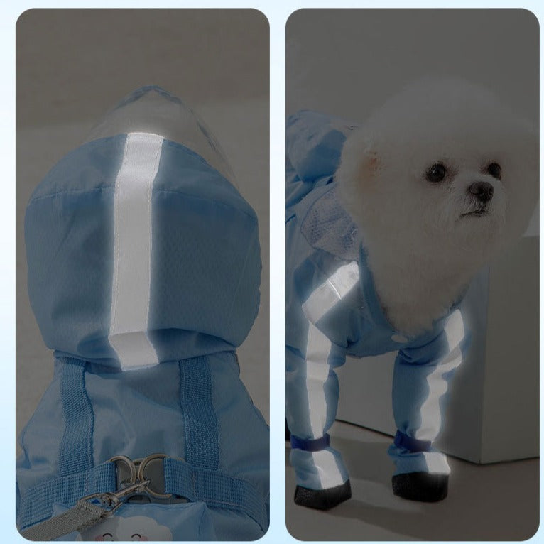 Durable Full-Cover Dog Raincoat with Convenient Pull