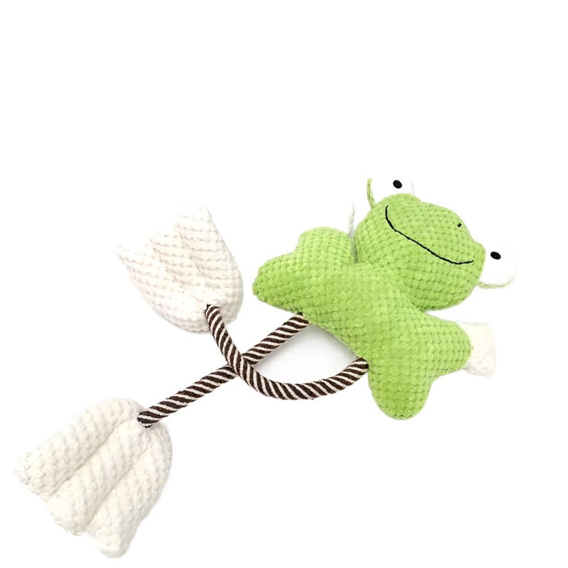Durable Squeaky Frog Dog Toy with Rope for Interactive Play