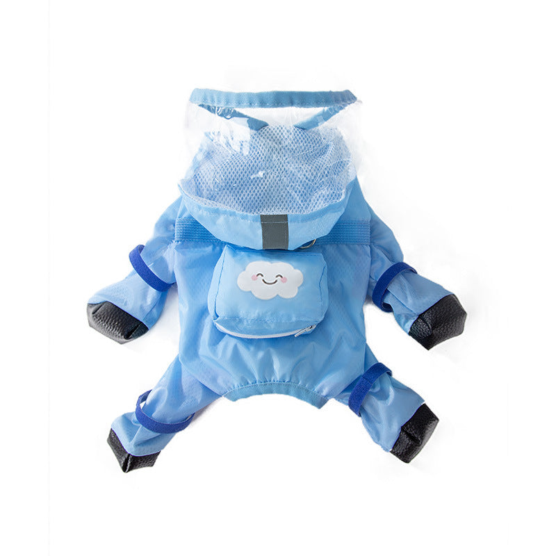 Durable Full-Cover Dog Raincoat with Convenient Pull