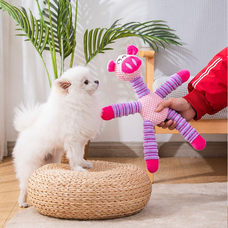 Durable Squeaky Dog Toys: Corduroy Elephant, Bear & Pig