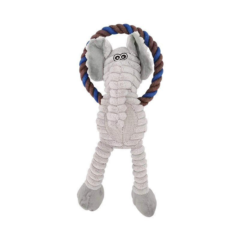 Durable Plush Squeaky Dog Toy - Interactive Rope Ring