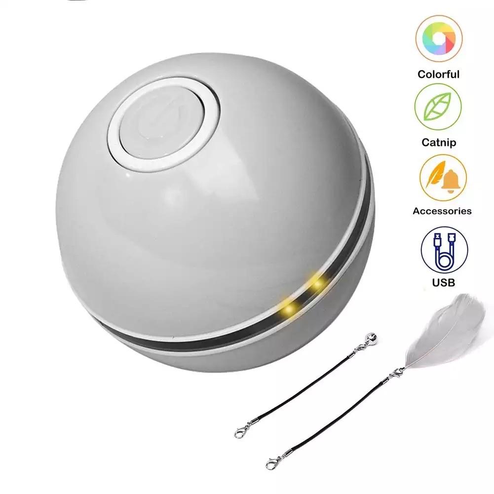 Interactive Cat Toy: Rolling Ball with Magnetic Feathers