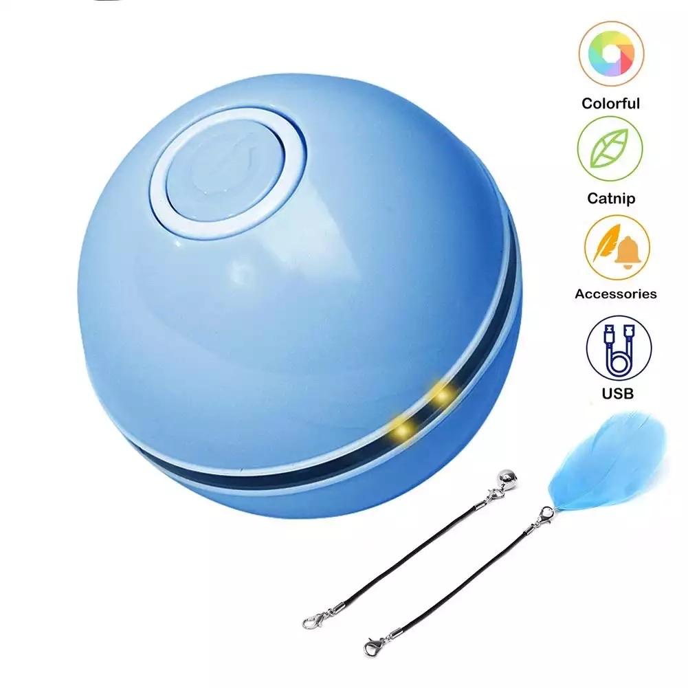 Interactive Cat Toy: Rolling Ball with Magnetic Feathers