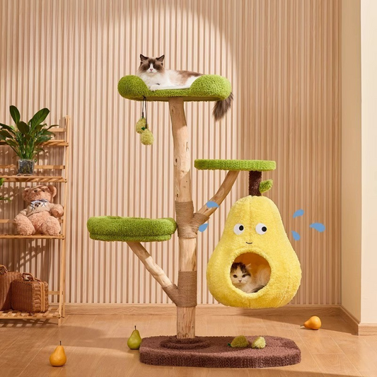 Durable Solid Wood Cat Tree - Fun Climbing Frame for Cats