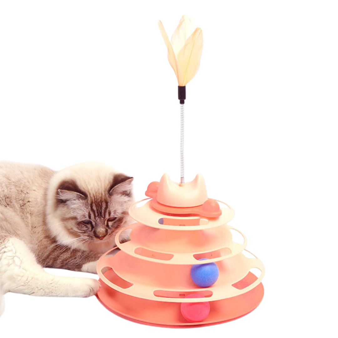 Interactive Cat Toy: Tower of Tracks Turntable Fun