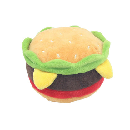 Fun Hamburger Dog Toy with Squeaky French Fries