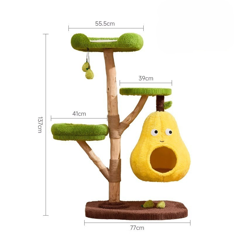Durable Solid Wood Cat Tree - Fun Climbing Frame for Cats
