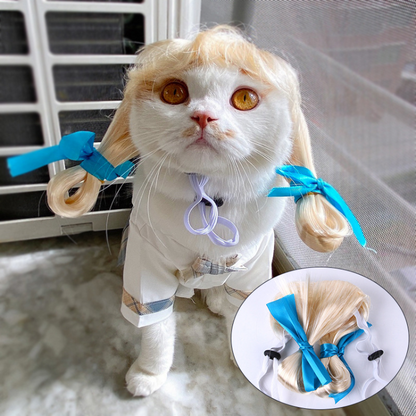 Funny Pet Hair Wig Costume - Fun Accessory for Pets