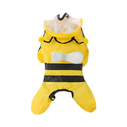 Cute Yellow Bee Dog Raincoat - Waterproof & Adorable Pet Accessory
