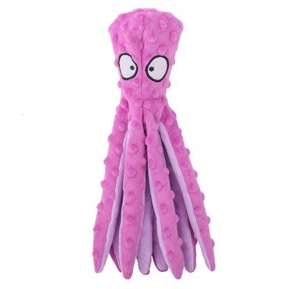 Interactive Unstuffed Plush Dog Toy with Crinkle & Squeaker