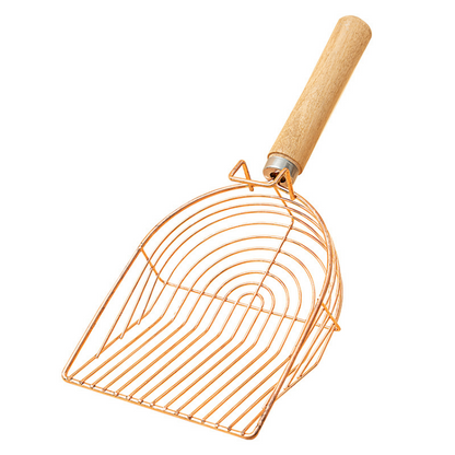Durable Stainless Steel Cat Litter Scoop with Wooden Handle