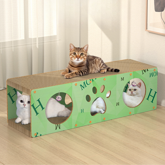 Interactive Cat Toy: Durable Cardboard Scratcher Tunnel