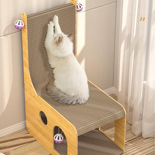 Durable L-Shaped Cat House & Scratching Board for Fun Play