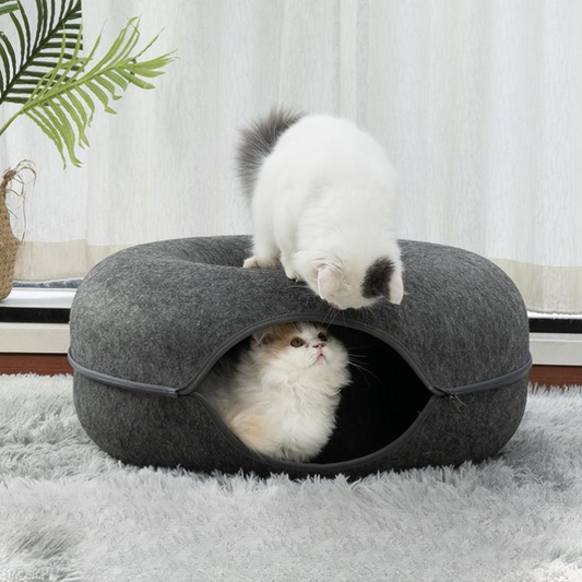 Durable Felt Cat Tunnel Bed - Cozy & Fun Pet Accessory