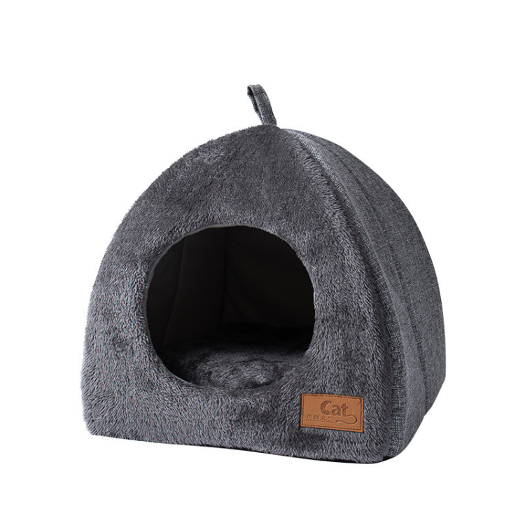 Cozy Enclosed Cat Bed - Warm Triangular Pet Accessory