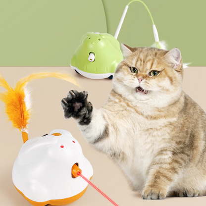 Interactive Cat Toy with Feather Teaser & Laser Light Fun