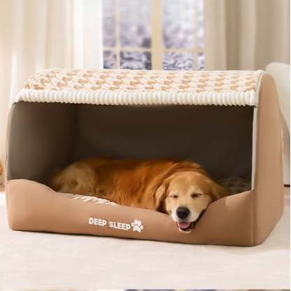 Houndstooth Pet Bed: Stylish & Cozy for Cats and Dogs