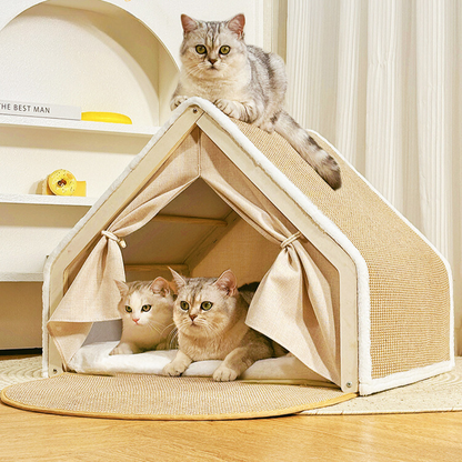 Durable Cat Scratching Tent House Bed - Fun & Interactive!
