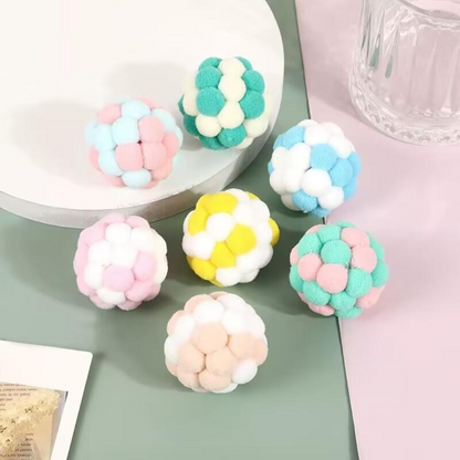 Interactive Pom Pom Cat Toy Balls with Bells - 7 Pack