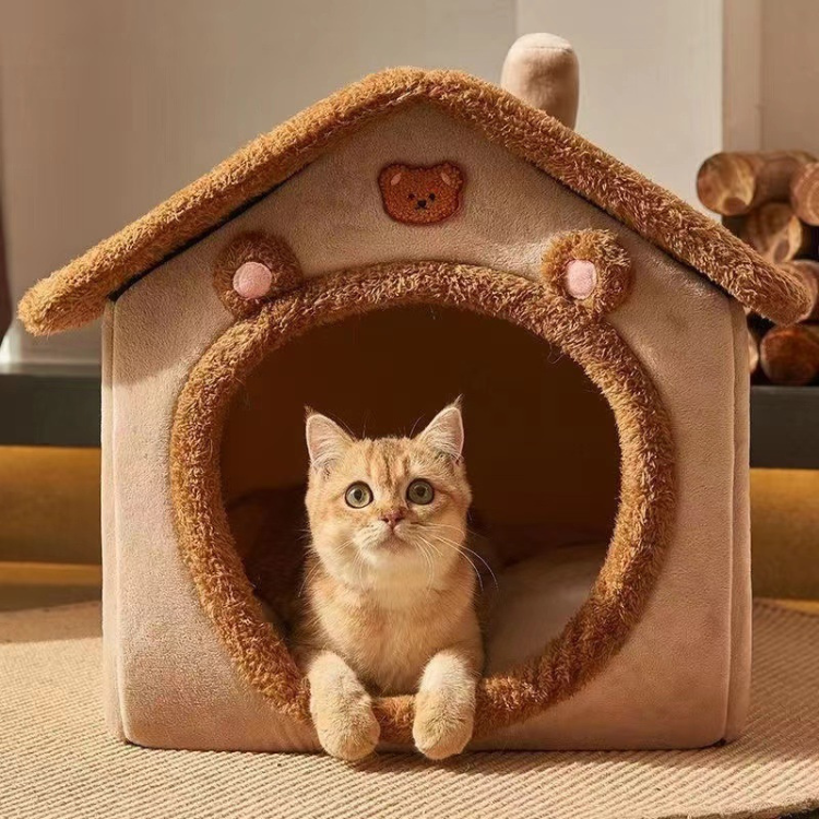 Warm Fleece Cat House Bed - Cozy & Comfortable Retreat