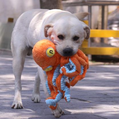 Durable Plush Dog Toy with Squeaker - Fun Octopus Design