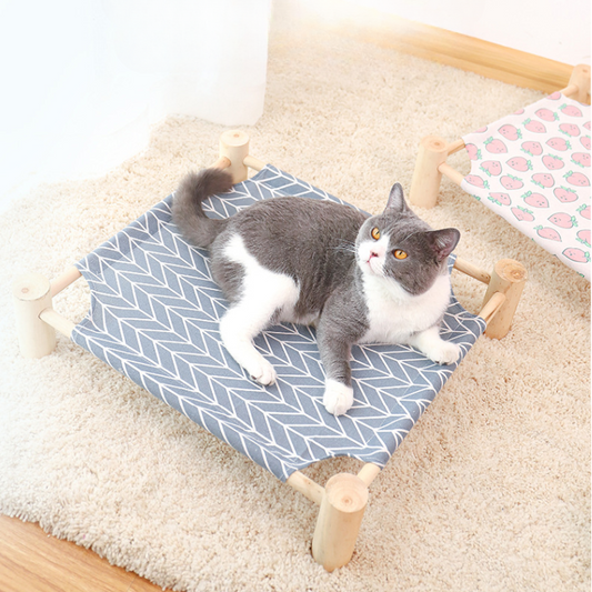 Elevated Wooden Cat Bed - Stylish & Cozy Pet Accessory